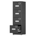 Black 4-Drawer Metal File Cabinet with Lock S86534
