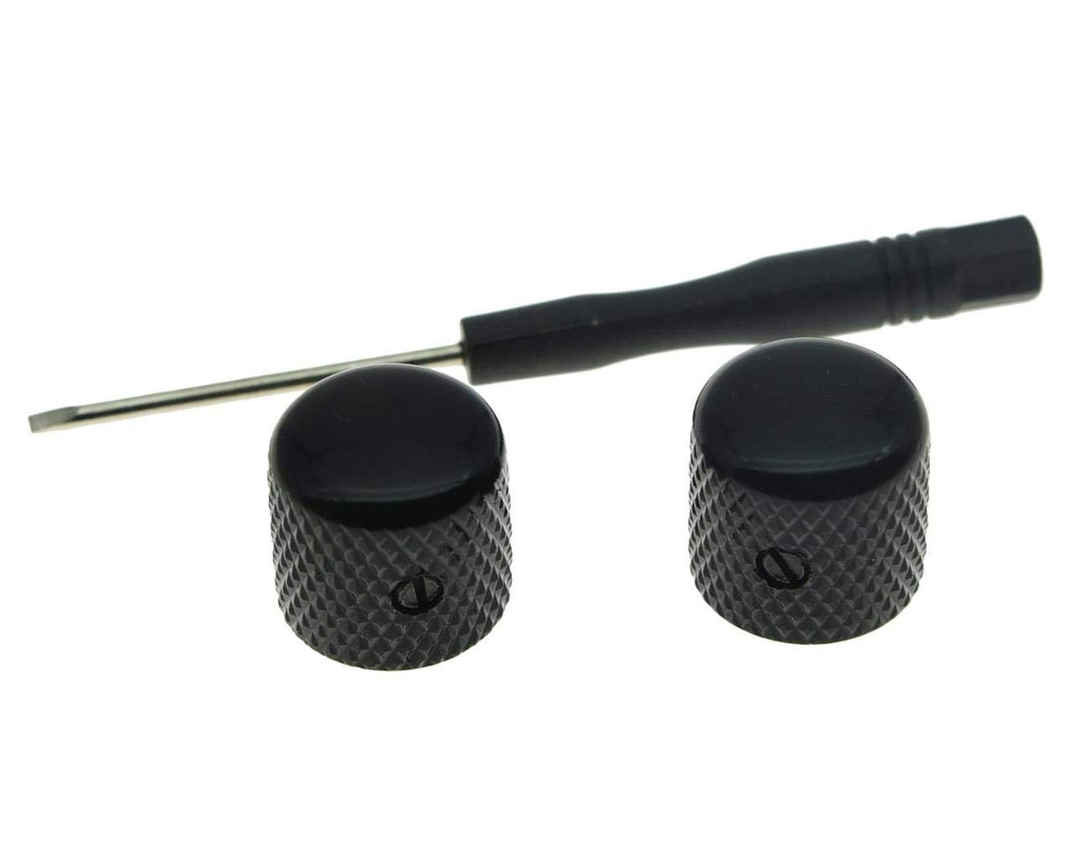 Set of 2 Black Metal Guitar Dome Knobs U8145