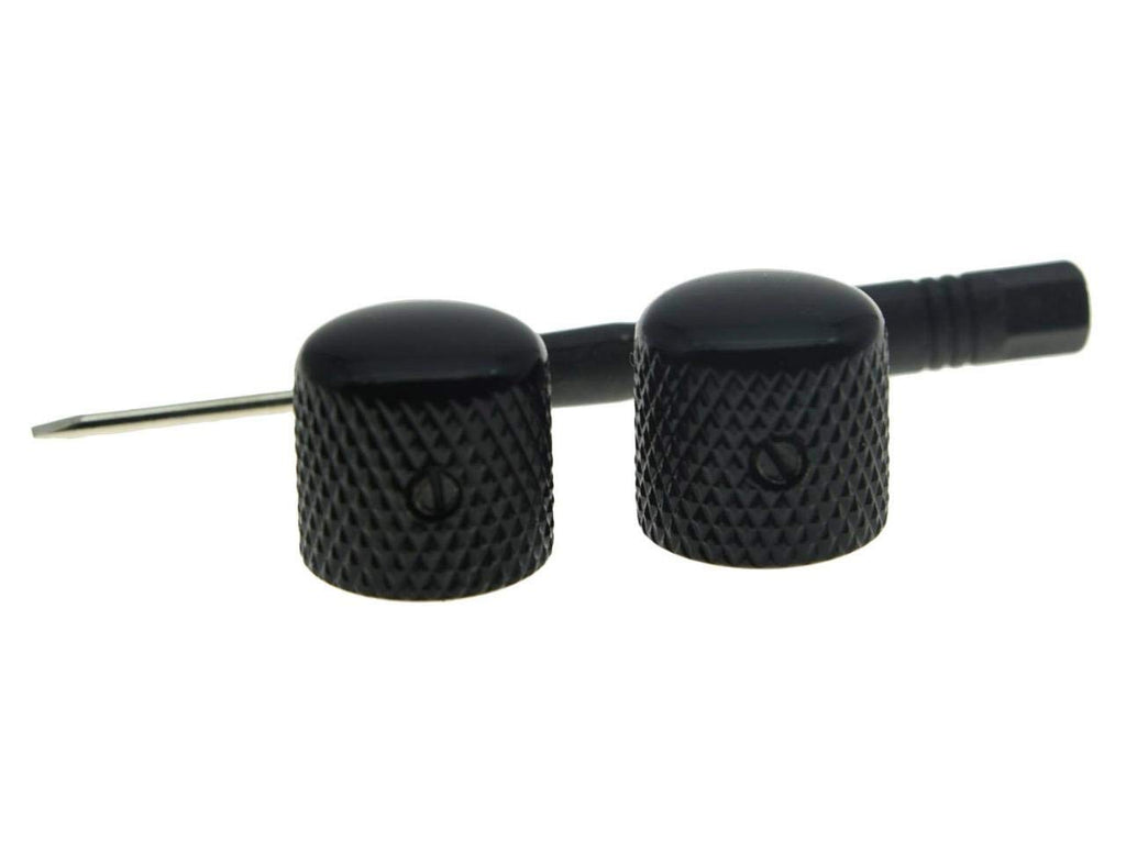 Set of 2 Black Metal Guitar Dome Knobs U8145