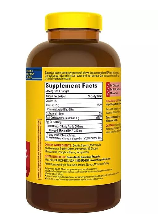 1200 mg Fish Oil Softgels, 240 Count J39547