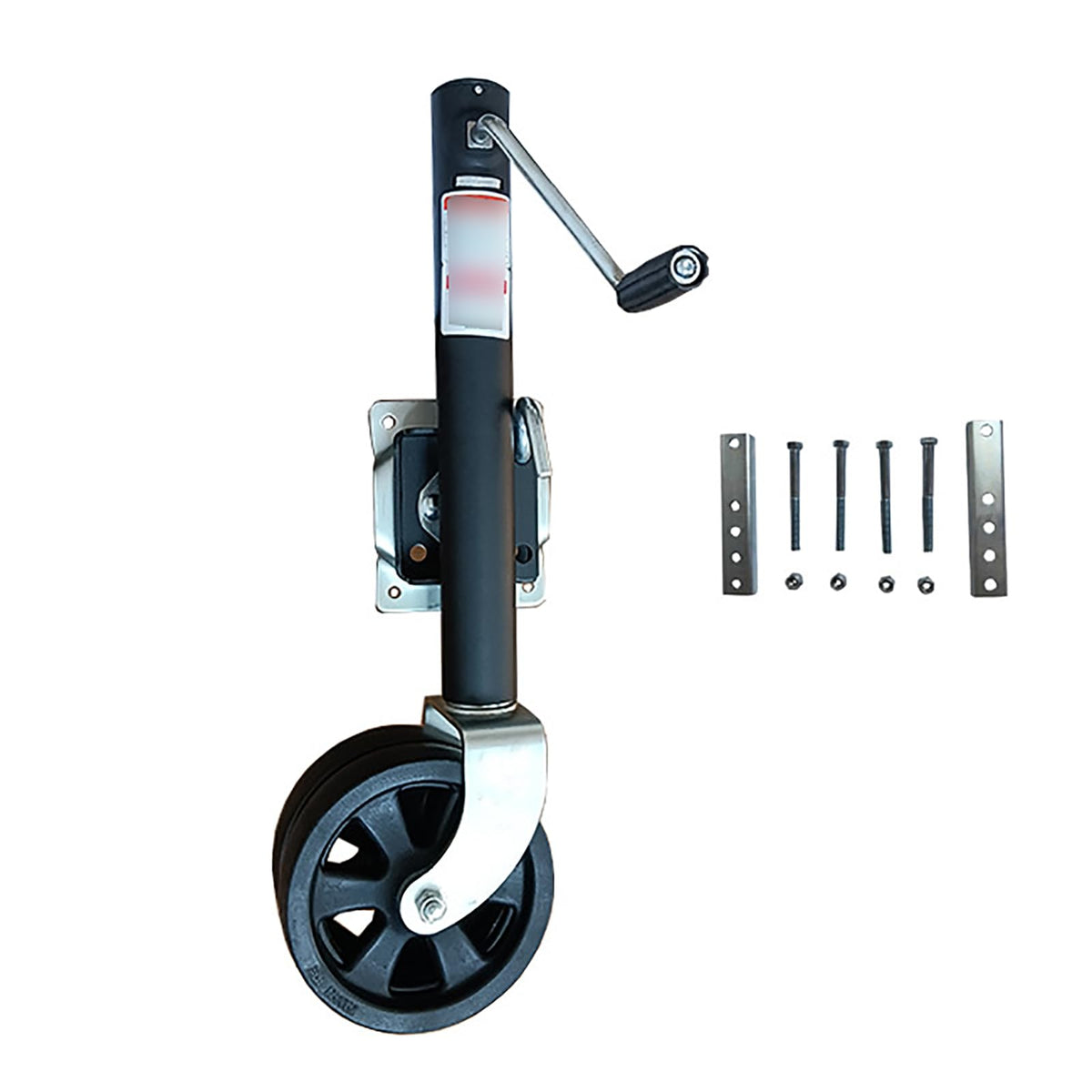 Heavy Duty Boat Trailer Jack with Dual Wheels, 2000lb Capacity, Side-Wind Crank, Swivel Design, Frosted Black Finish B512