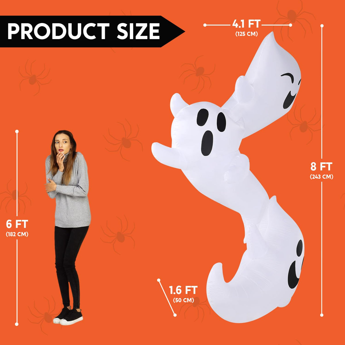 8ft Light Up Inflatable Ghosts W992