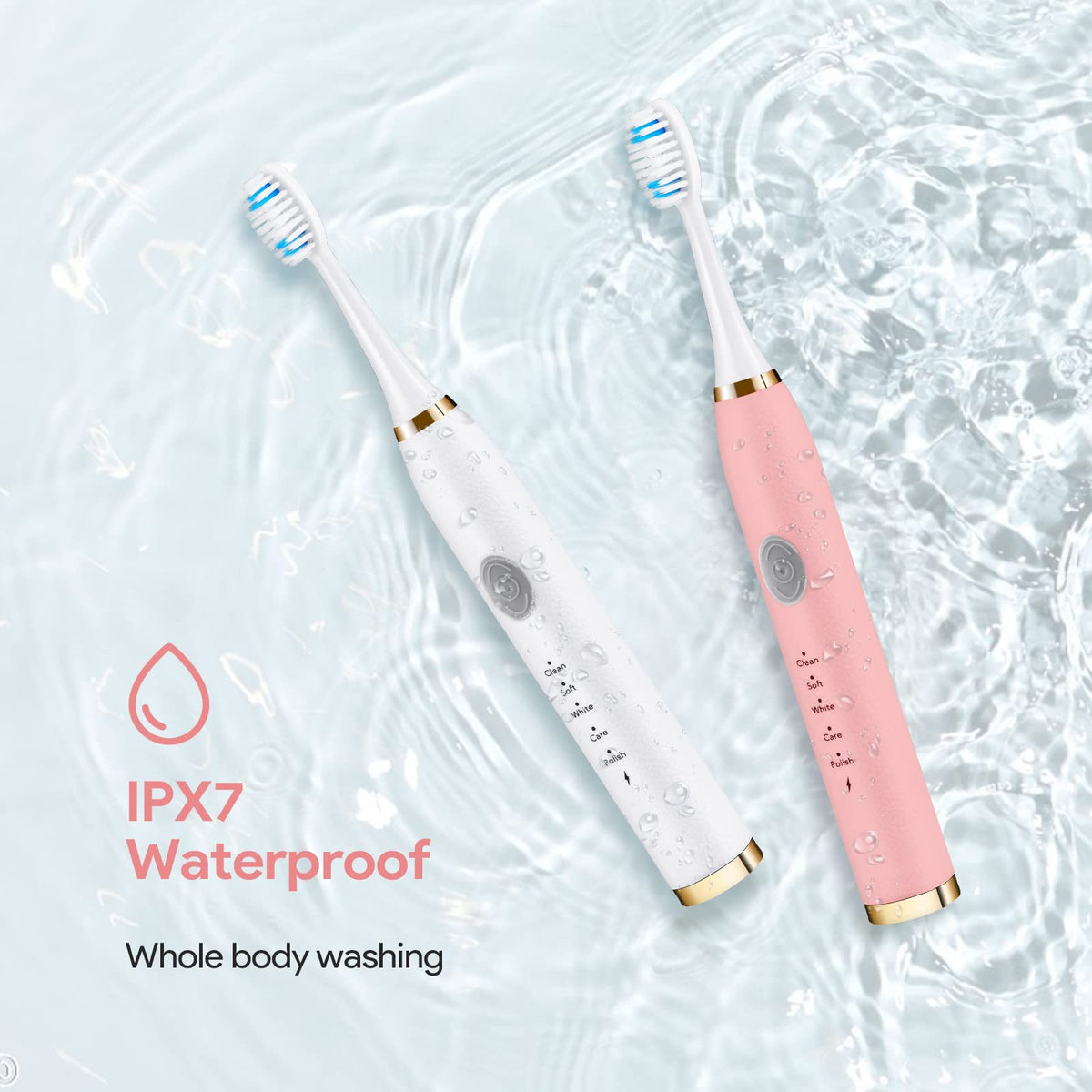Rechargeable Sonic Toothbrush 2-Pack White Pink R724544