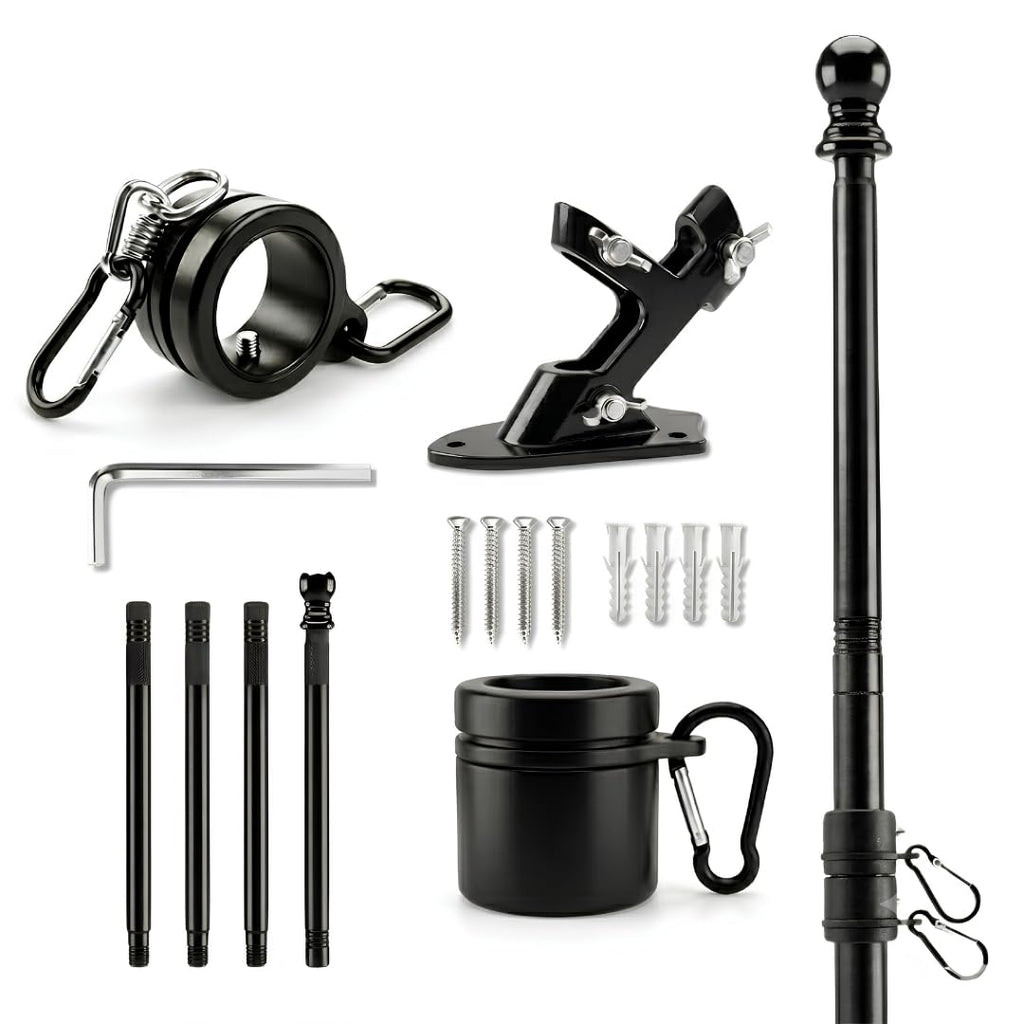 5FT Black Heavy Duty Flag Pole Kit with Bracket Z533382