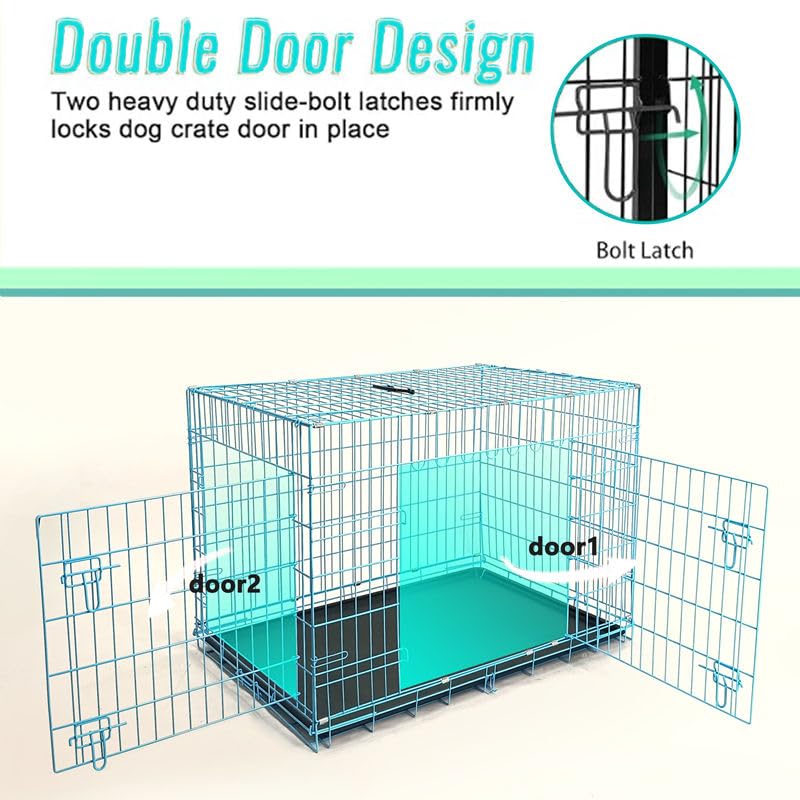 36-Inch Folding Metal Dog Crate with Divider and Removable Tray B718154