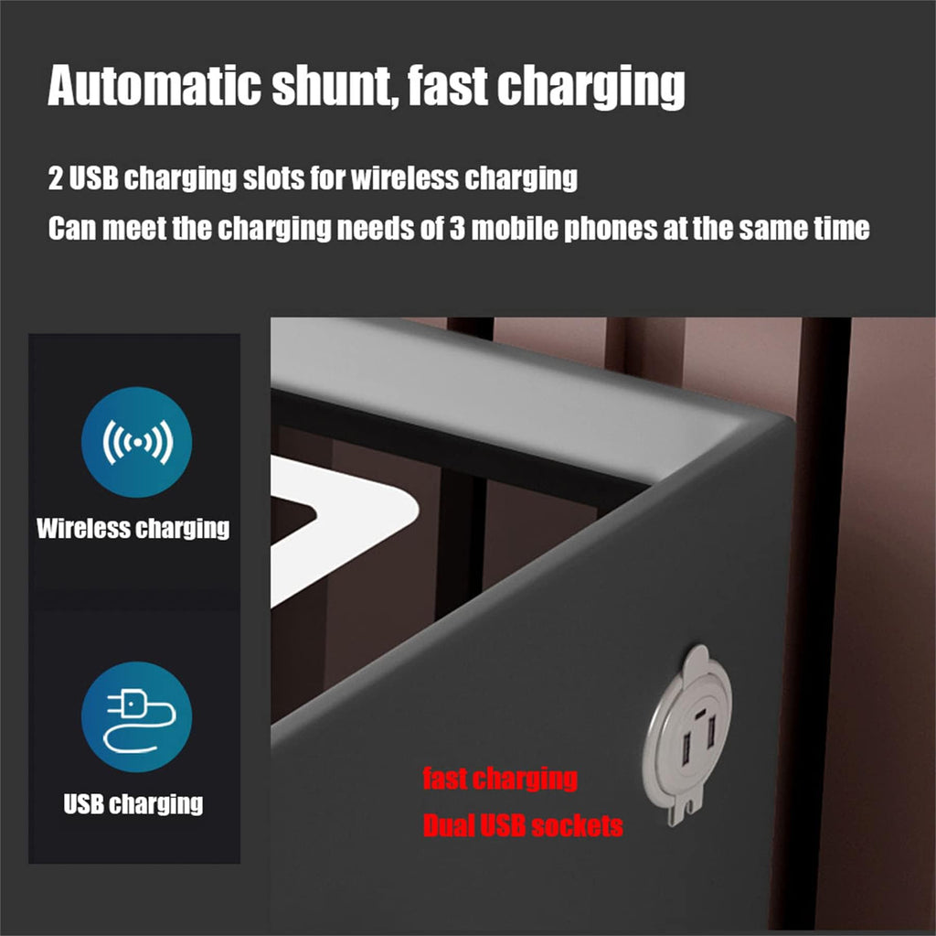 Pink 3 Drawer Smart Bedside Table with USB Charging C1787