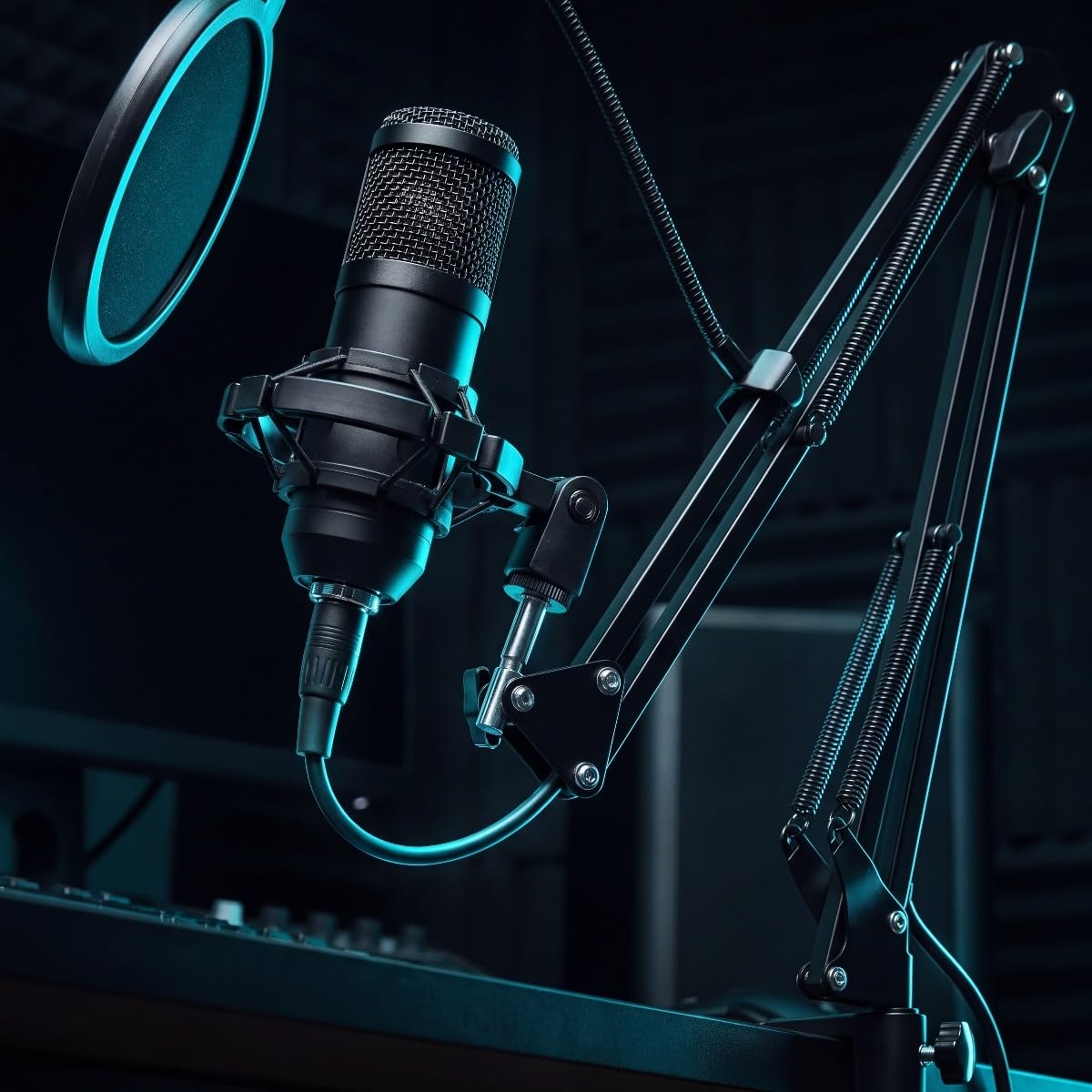 USB Condenser Microphone Kit with Boom Arm, Pop Filter, Shock Mount B828747