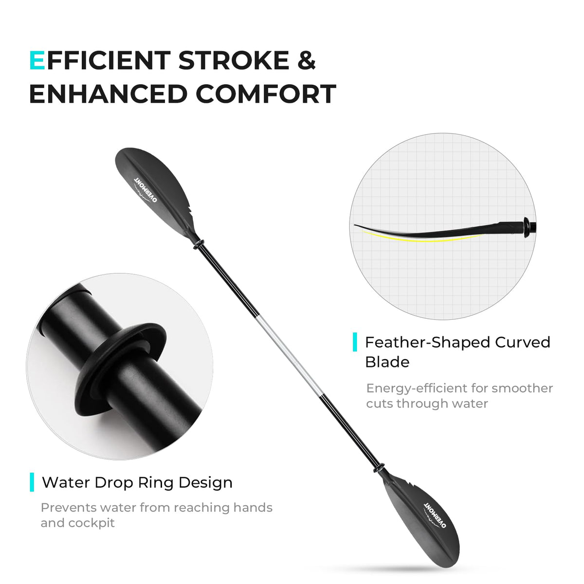 Heavy Duty Aluminum Alloy Kayak Paddles with Leash J68373