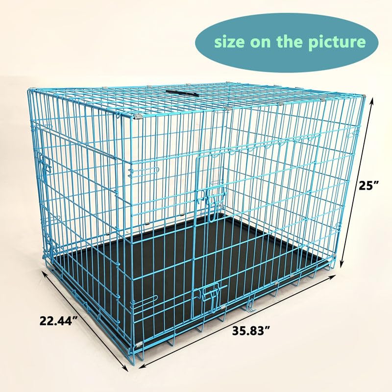 36-Inch Folding Metal Dog Crate with Divider and Removable Tray B718154