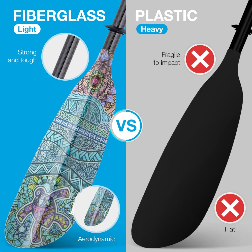 Fiberglass Kayak Paddle 90.5 inches Adjustable Carbon Fiber Shaft C588037