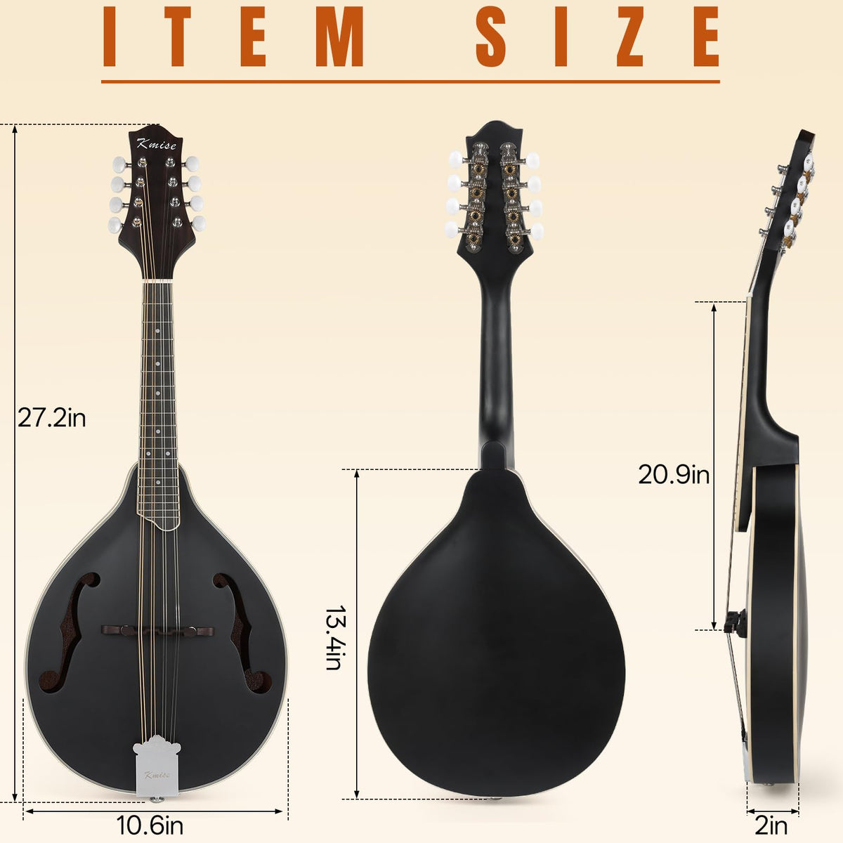 8 String A Style Acoustic Mandolin Kit with Tuner Strap Gig Bag G464
