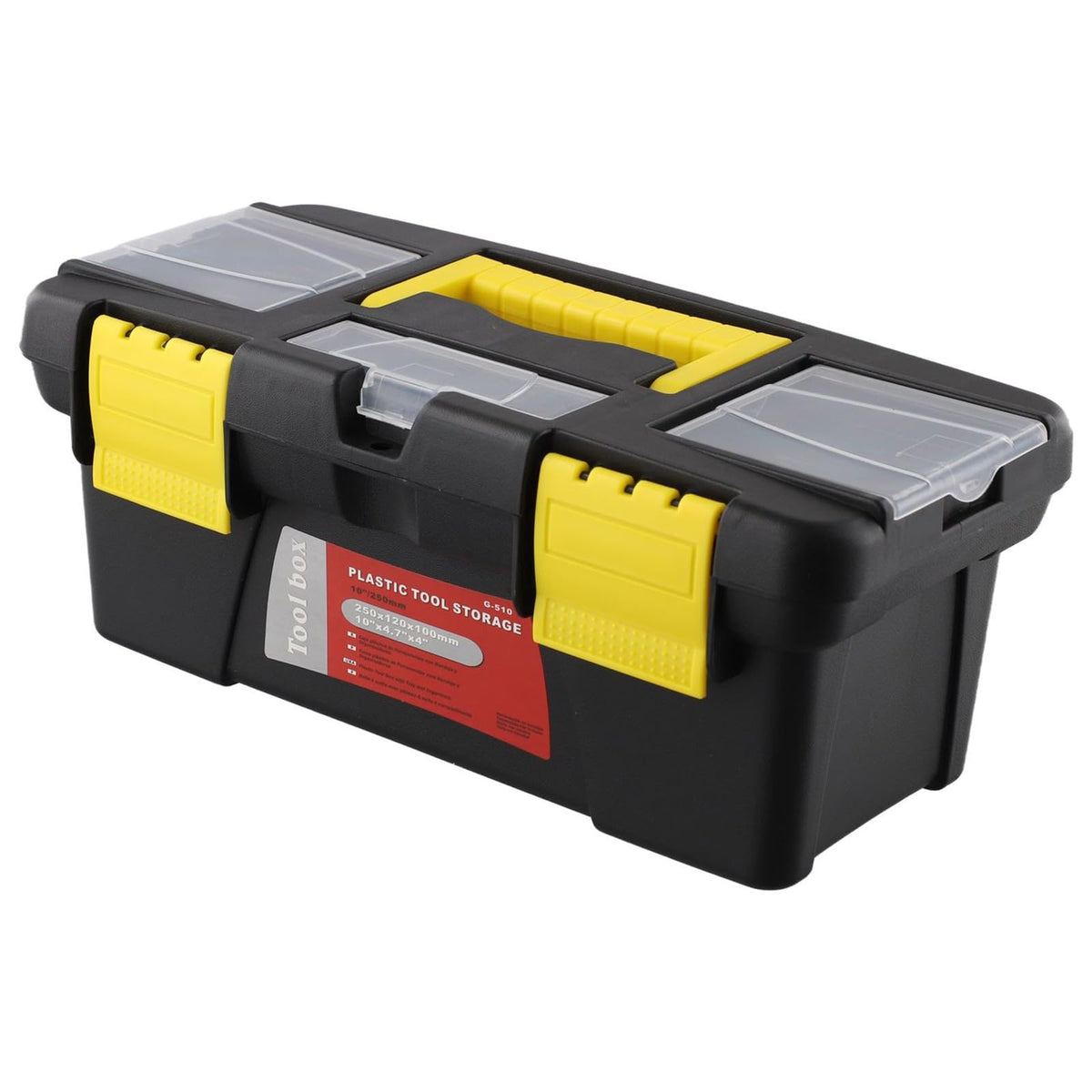 10-Inch Plastic Toolbox with Metal Hinges and 4 Latches W1080
