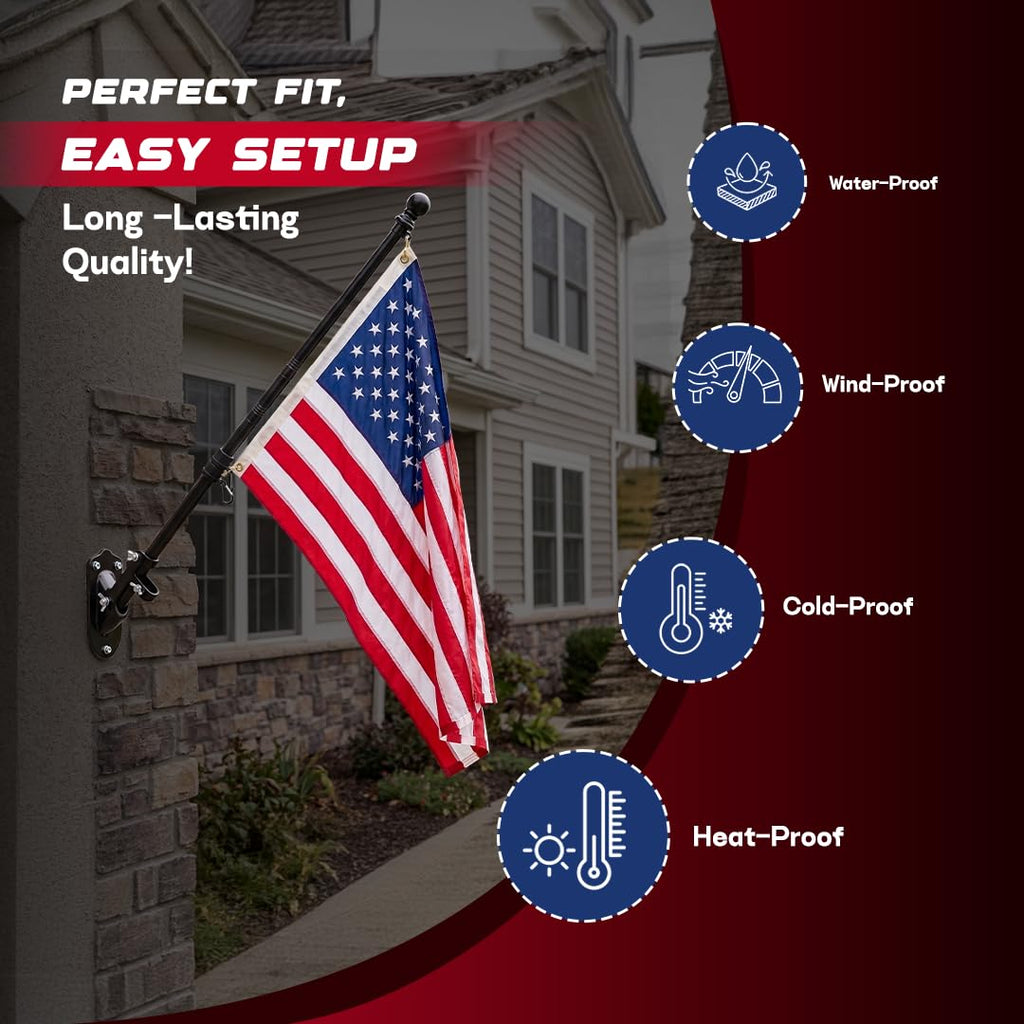 5FT Black Heavy Duty Flag Pole Kit with Bracket Z533382