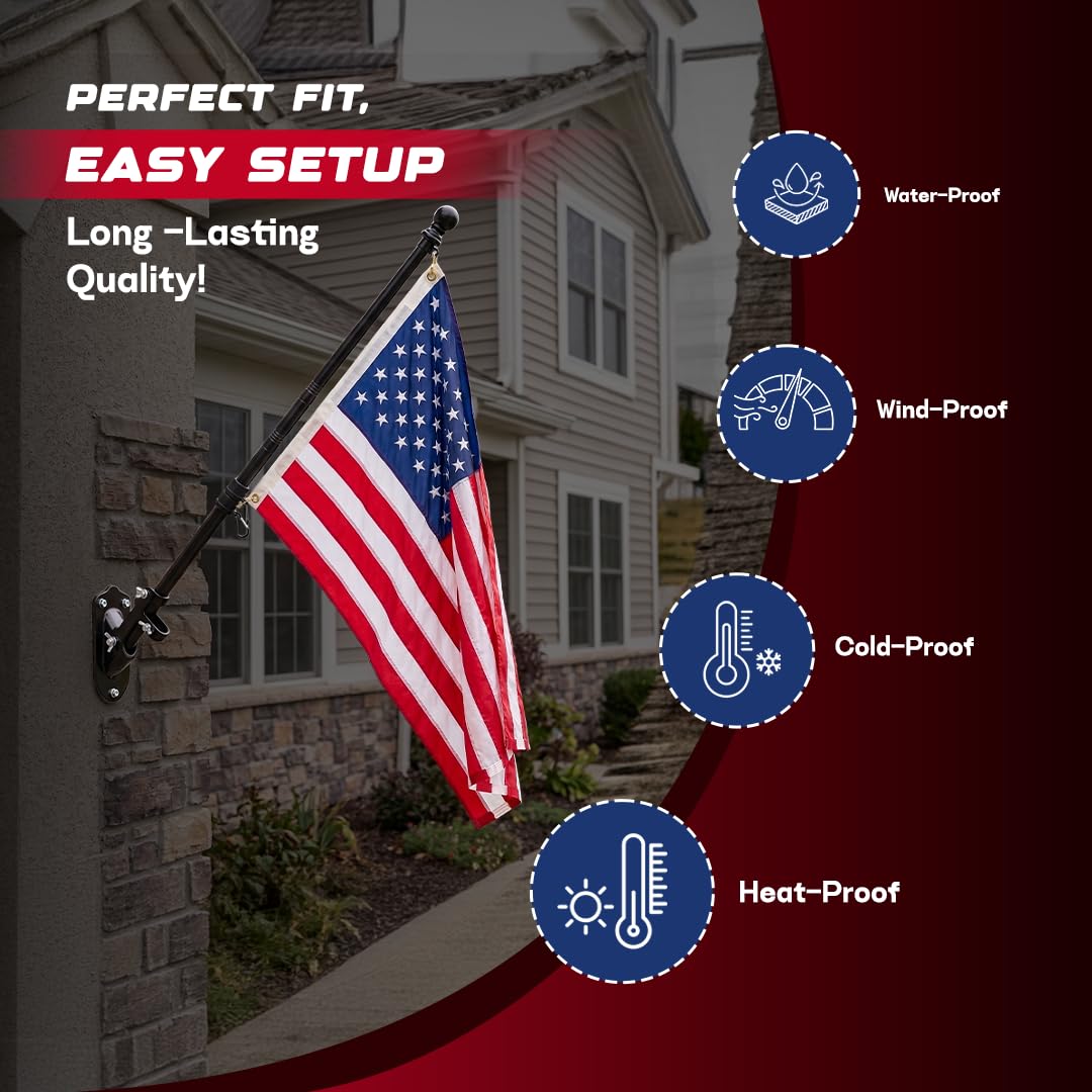 5FT Black Heavy Duty Flag Pole Kit with Bracket Z533382