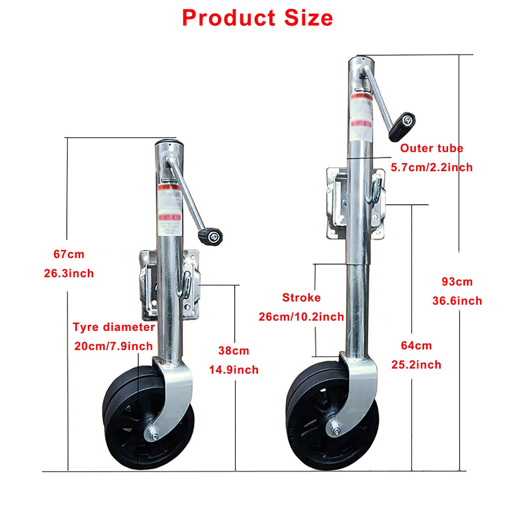 Heavy Duty Boat Trailer Jack with Dual Wheels, 2000lb Capacity, Side-Wind Crank, Swivel Design, Frosted Black Finish B512