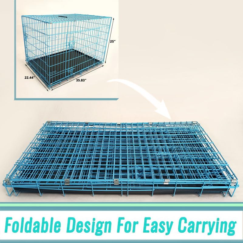 36-Inch Folding Metal Dog Crate with Divider and Removable Tray B718154