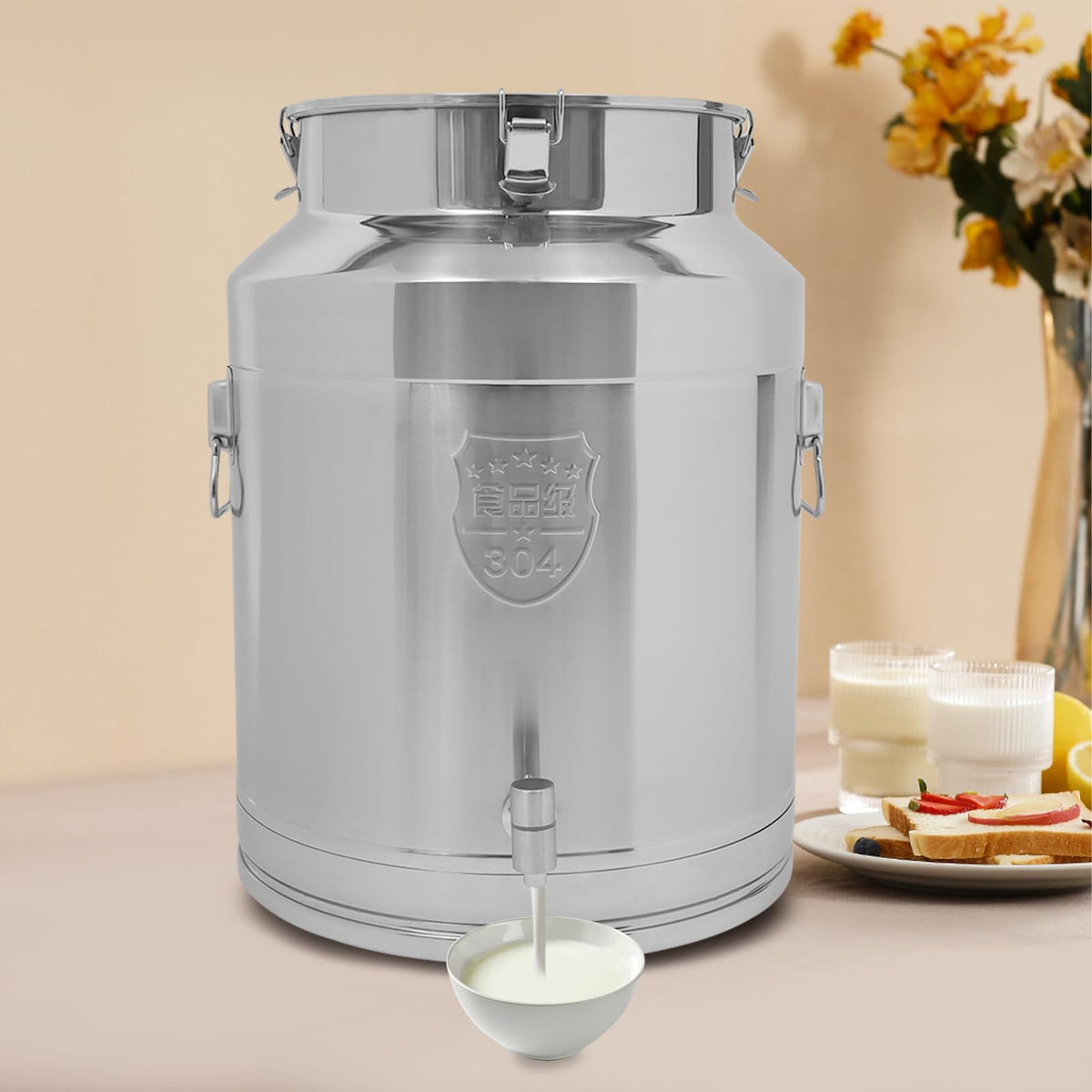 64L Stainless Steel Milk Can with Spigot Q999