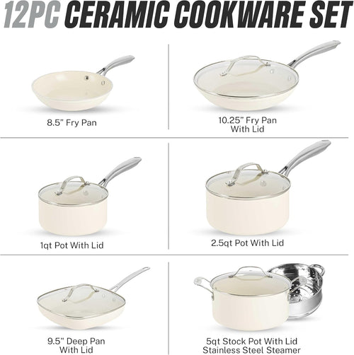 12 Pc Ceramic Cookware Set G377