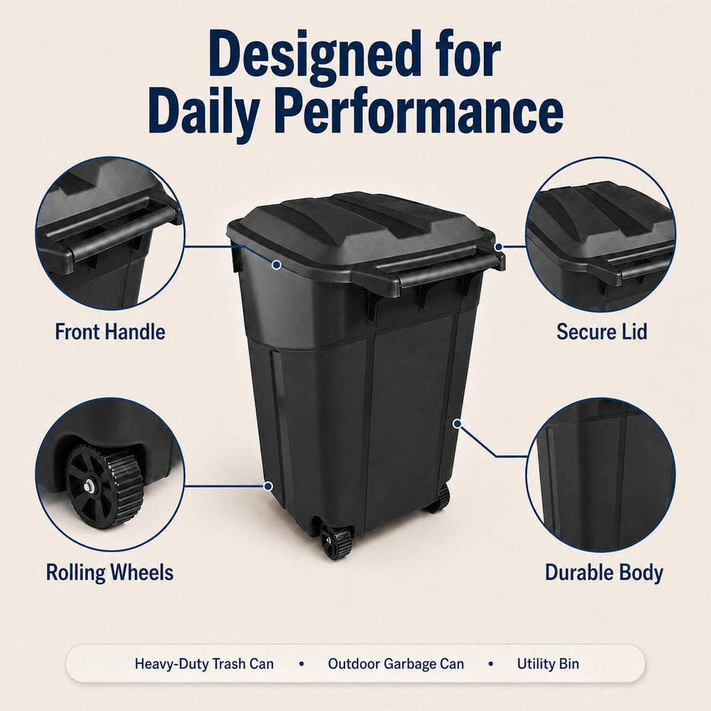 45 Gallon Wheeled Outdoor Trash Can with Lid O671545