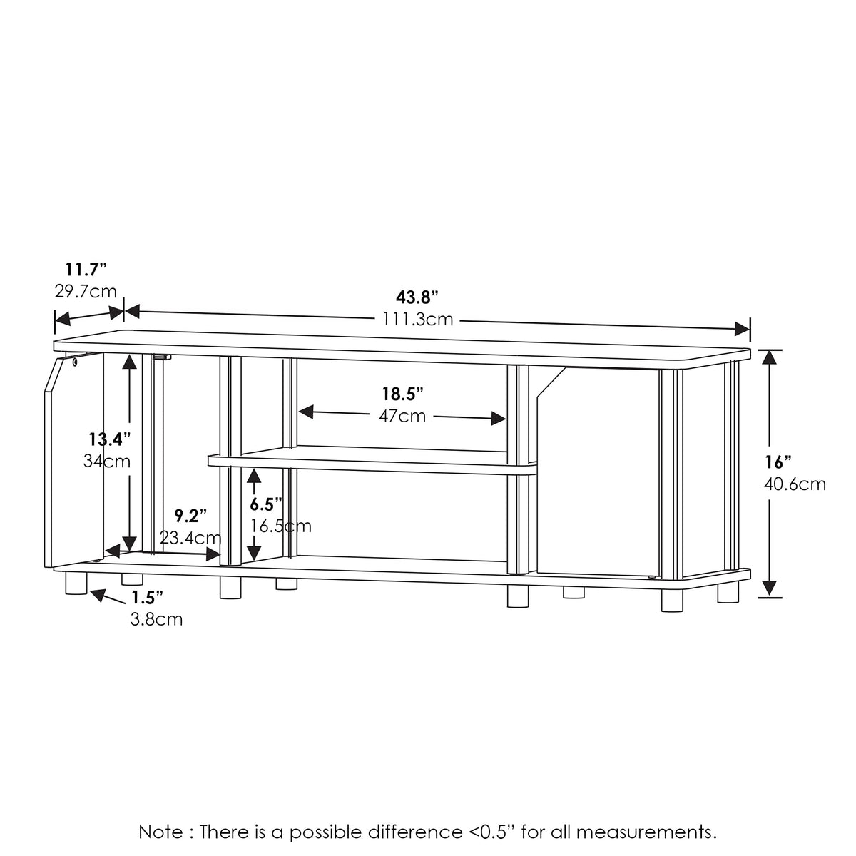 3-Tier TV Stand with Door Cabinets Z378745