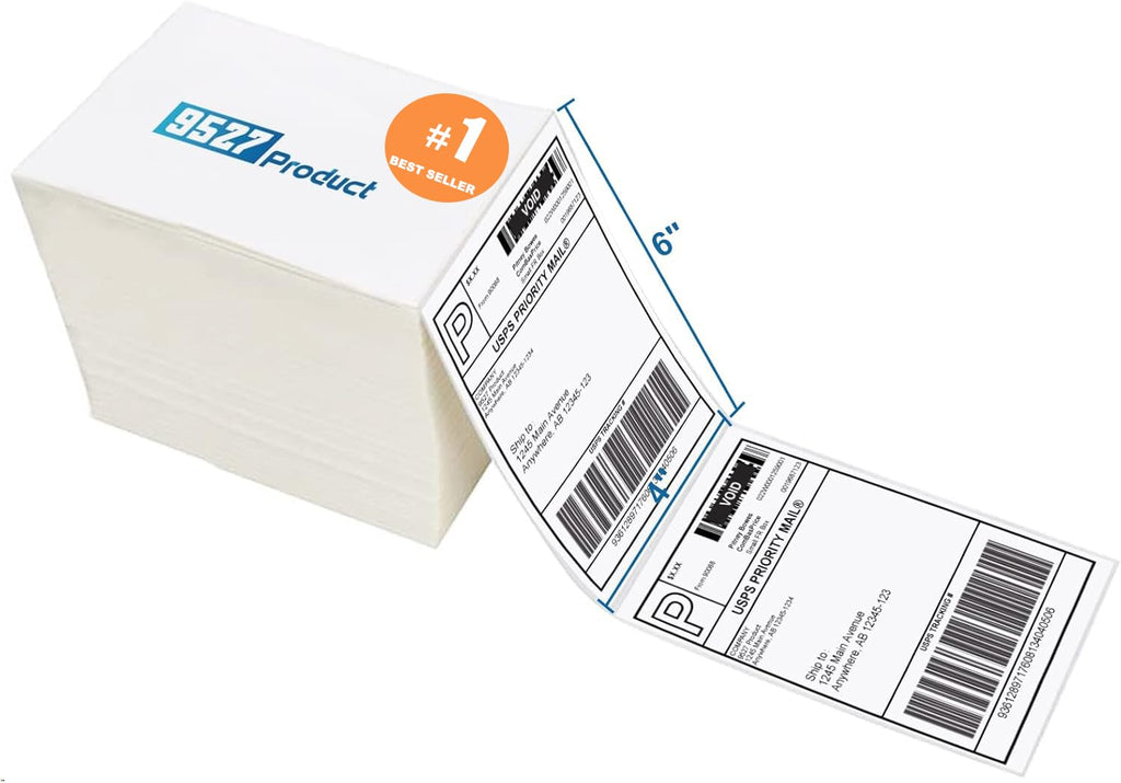 4 x 6 White Perforated Direct Thermal Labels, 1000 per Stack I849