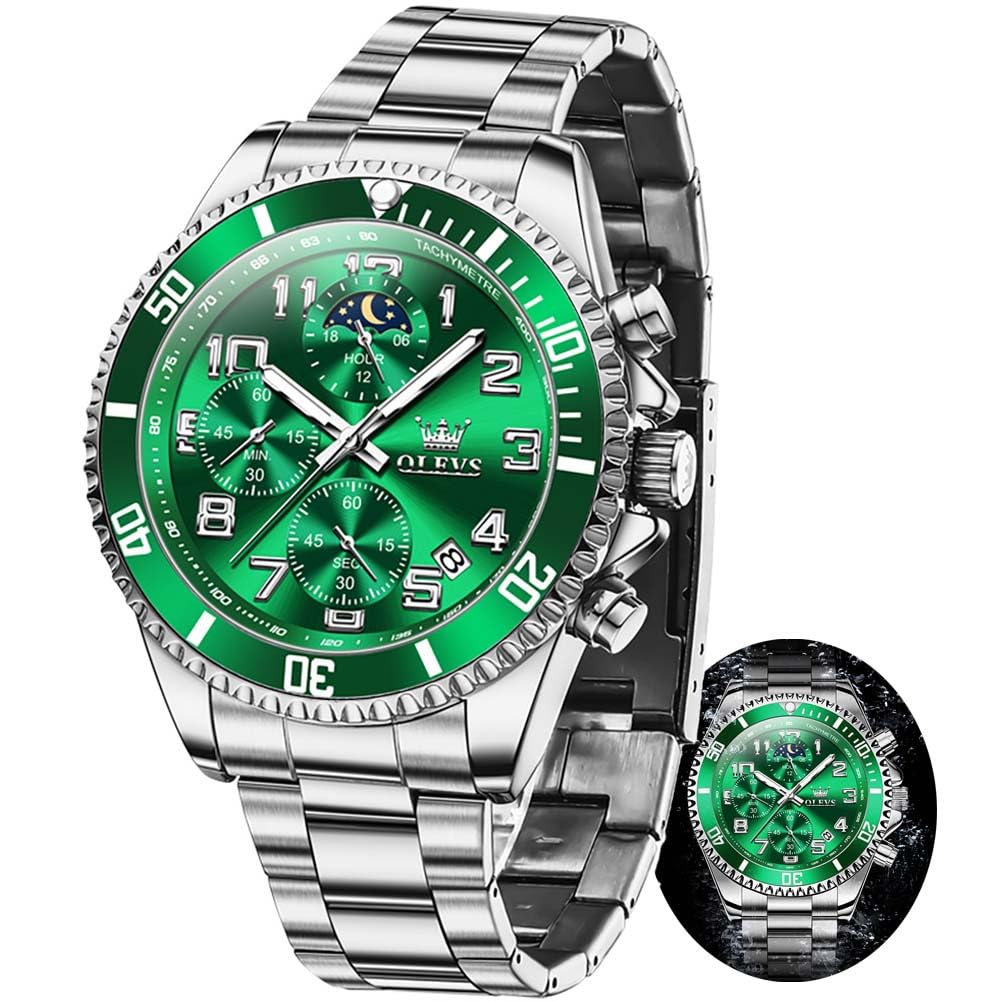 Men Luxury Chronograph Stainless Steel Waterproof Quartz Analog Watch R864