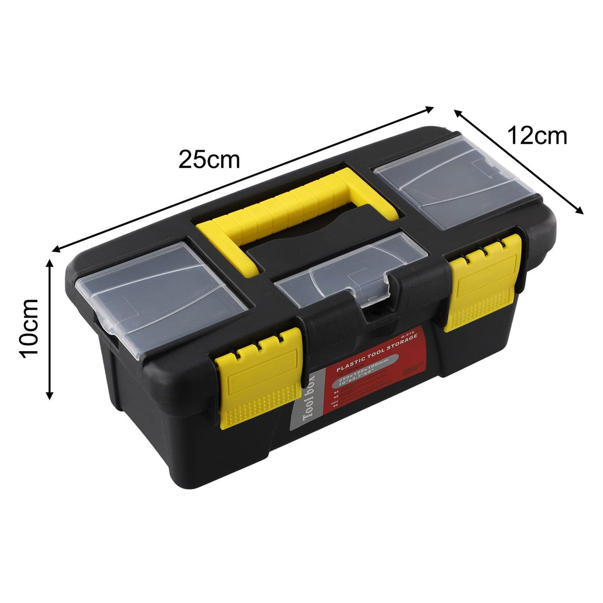 10-Inch Plastic Toolbox with Metal Hinges and 4 Latches W1080