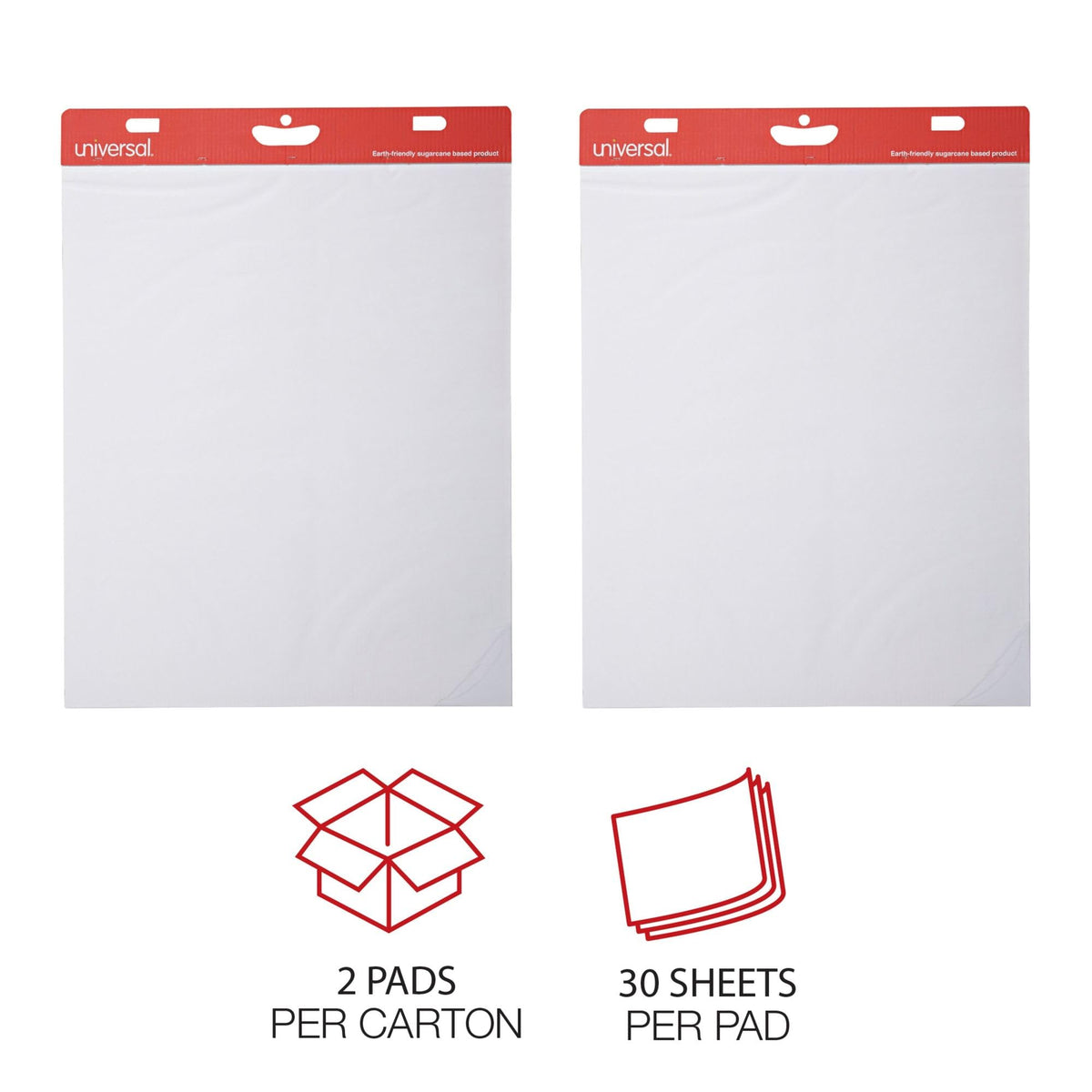 Self Stick Easel Pads, Unruled, 25 x 30, White, 30-Sheet, Case of 2 K712507