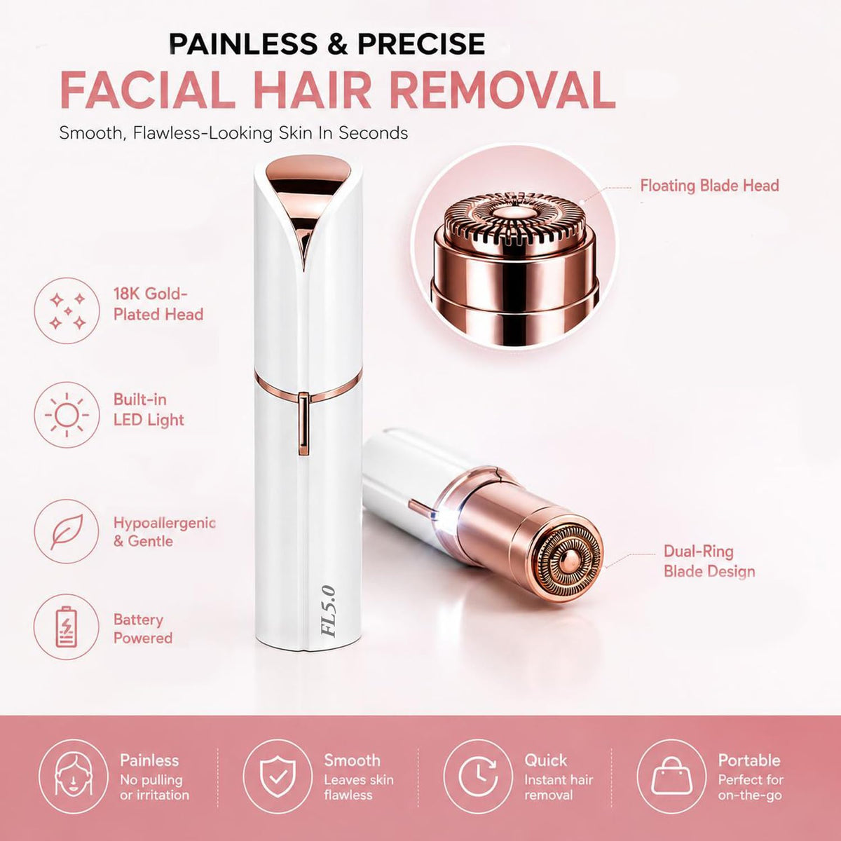 Facial Hair Remover with LED Light N456