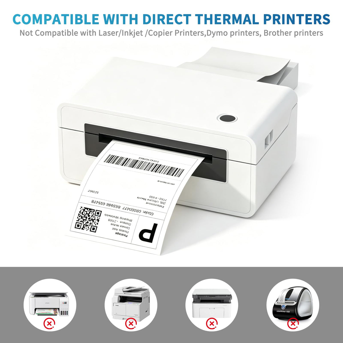 4 x 6 White Perforated Direct Thermal Labels, 1000 per Stack I849