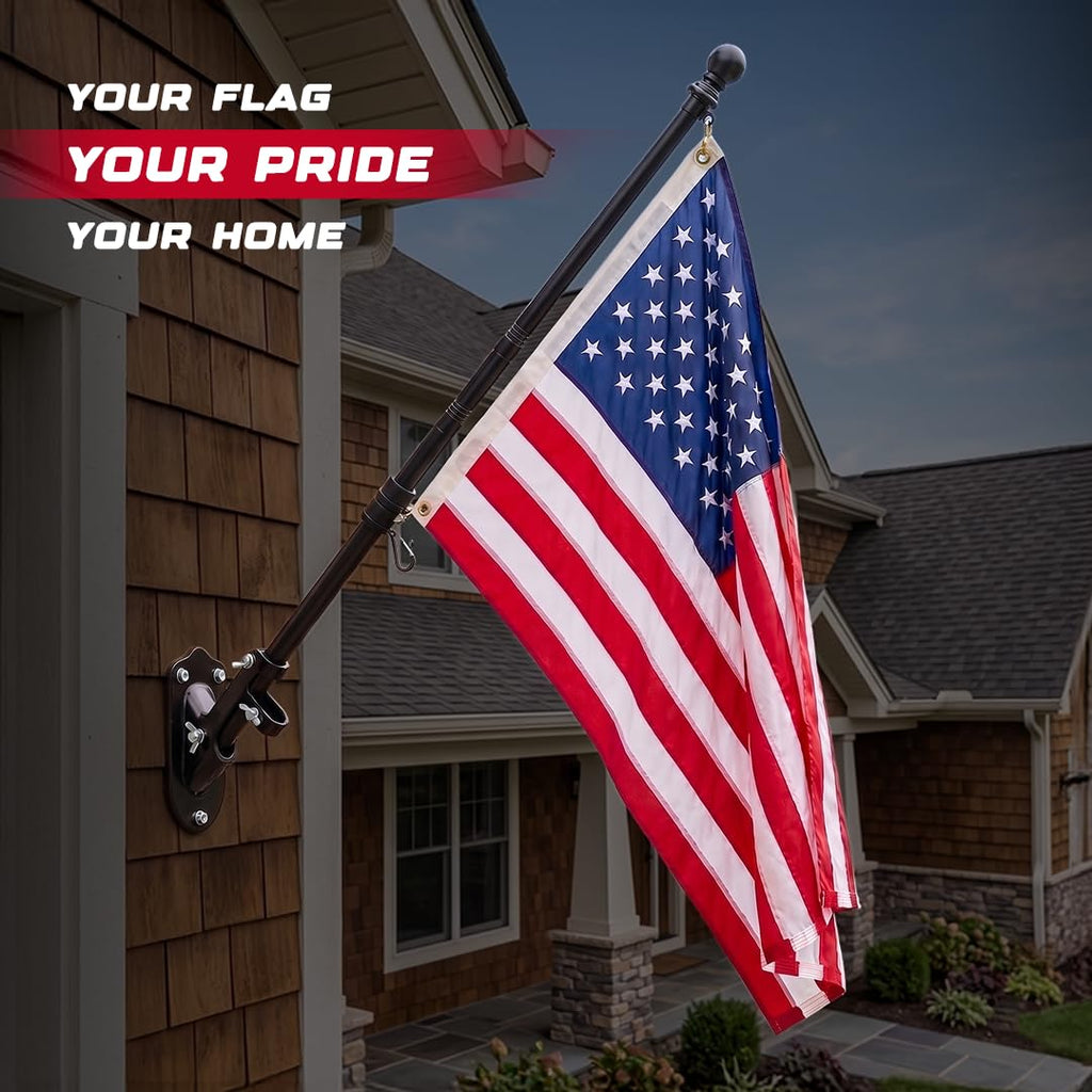 5FT Black Heavy Duty Flag Pole Kit with Bracket Z533382