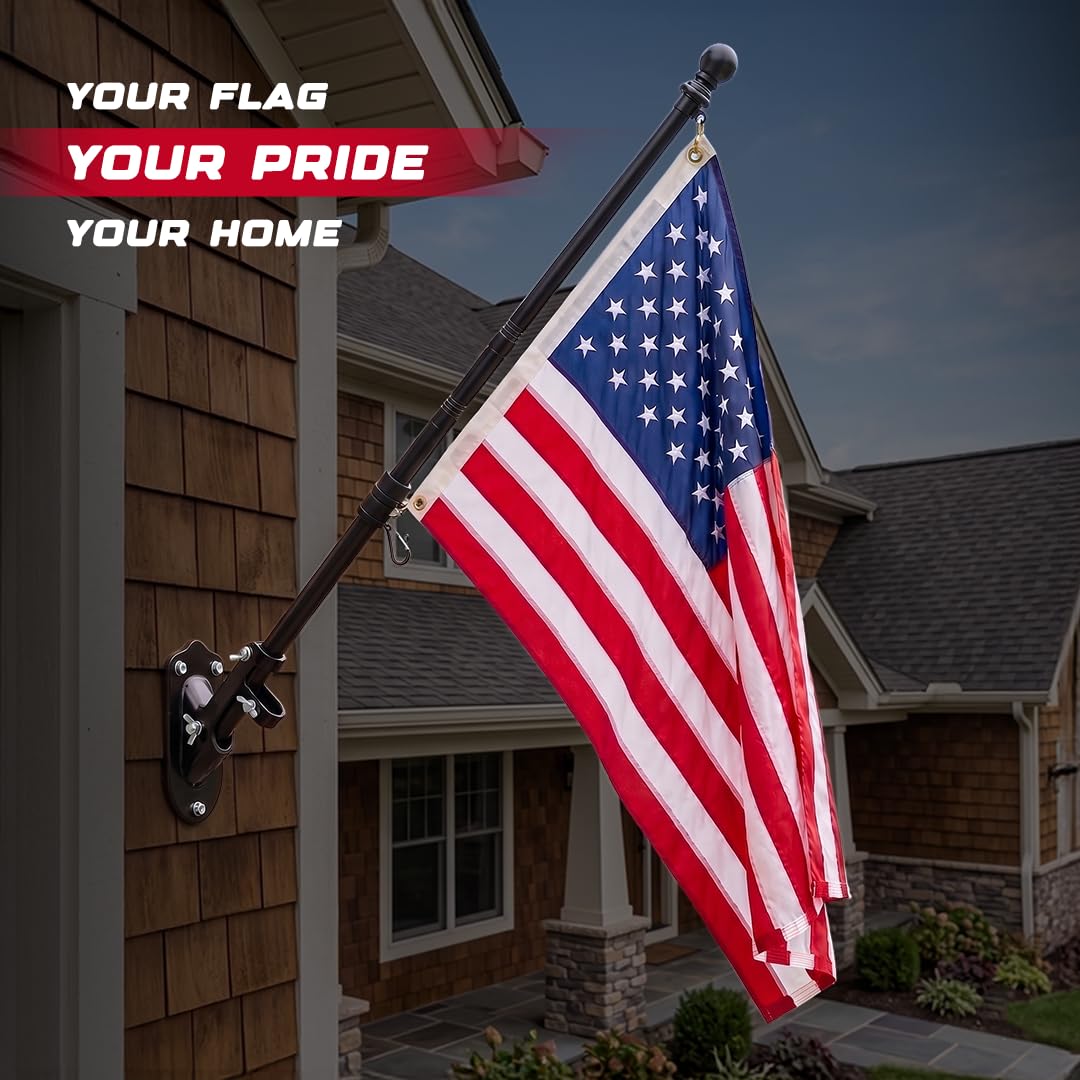 5FT Black Heavy Duty Flag Pole Kit with Bracket Z533382