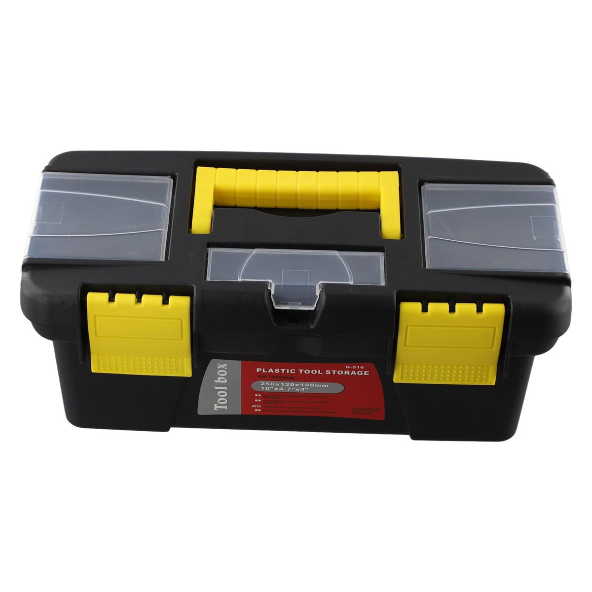 10-Inch Plastic Toolbox with Metal Hinges and 4 Latches W1080