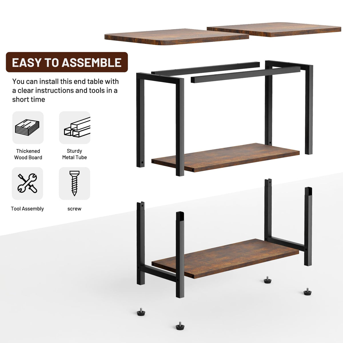 3-Tier Side Table with Storage Tabletop E90316