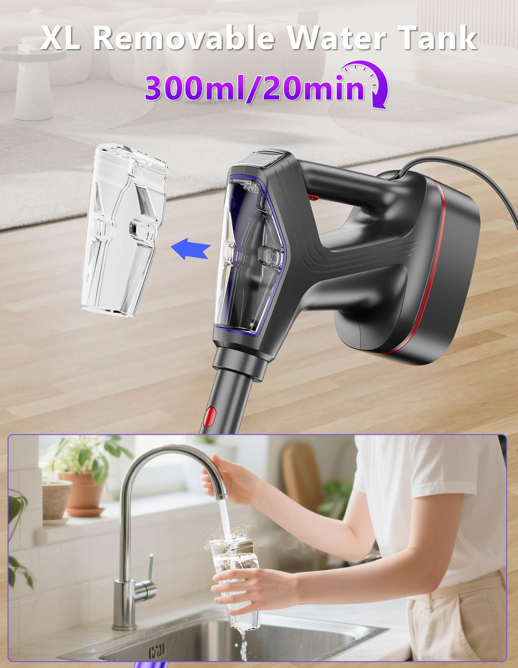 Heavy Duty All-in-One Steam Mop with Detachable Handheld Steamer A63677