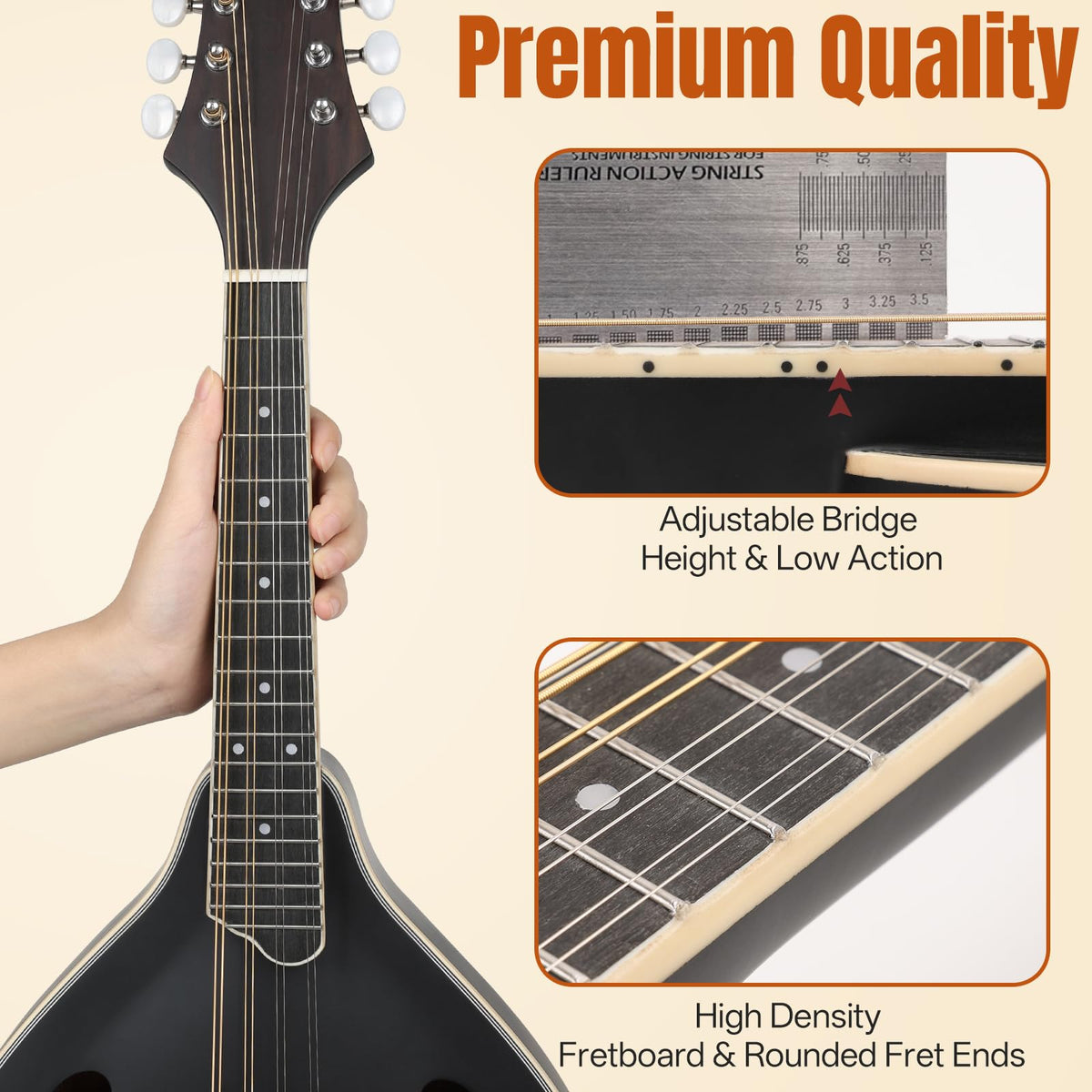 8 String A Style Acoustic Mandolin Kit with Tuner Strap Gig Bag G464