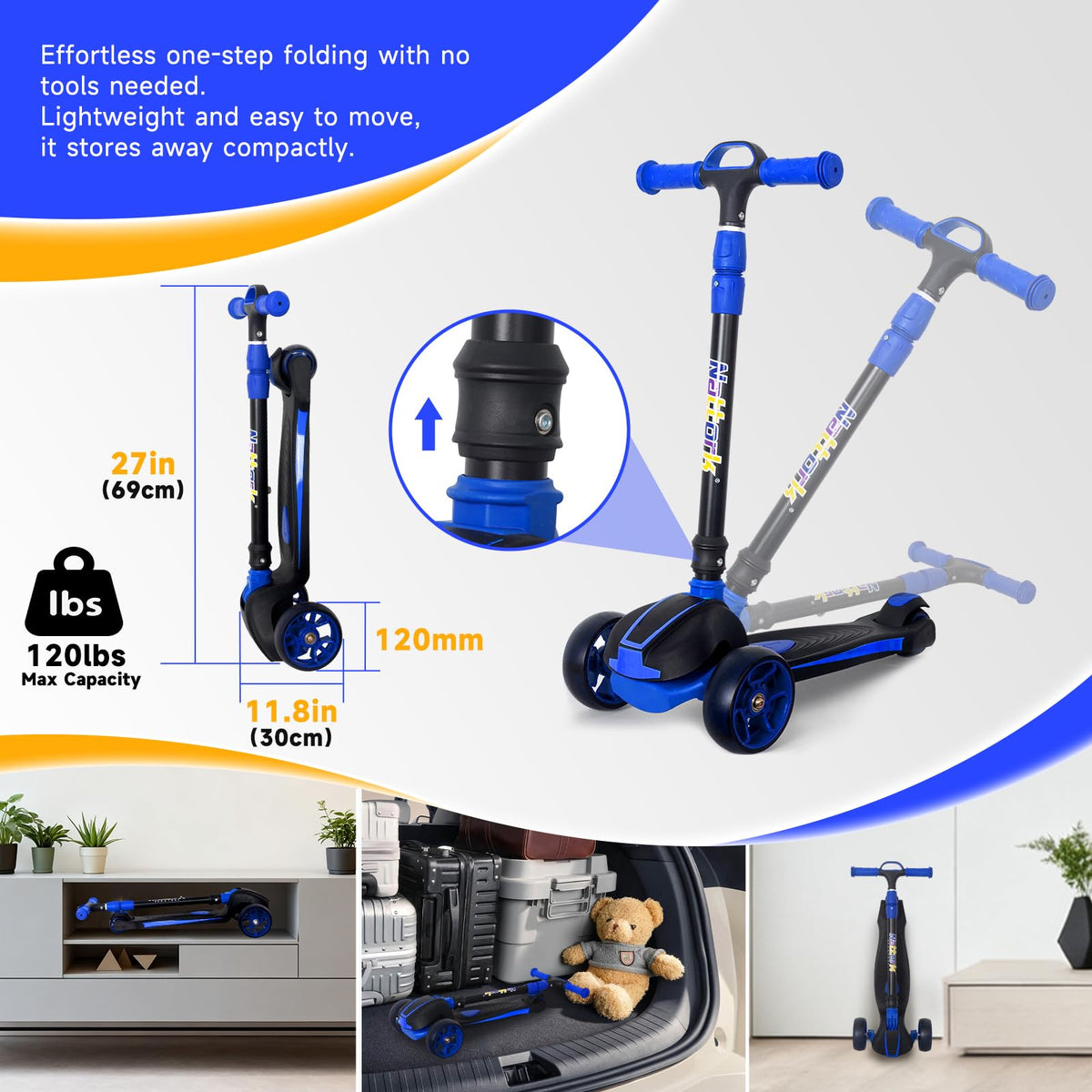 Kids 3-Wheel Foldable Kick Scooter K484