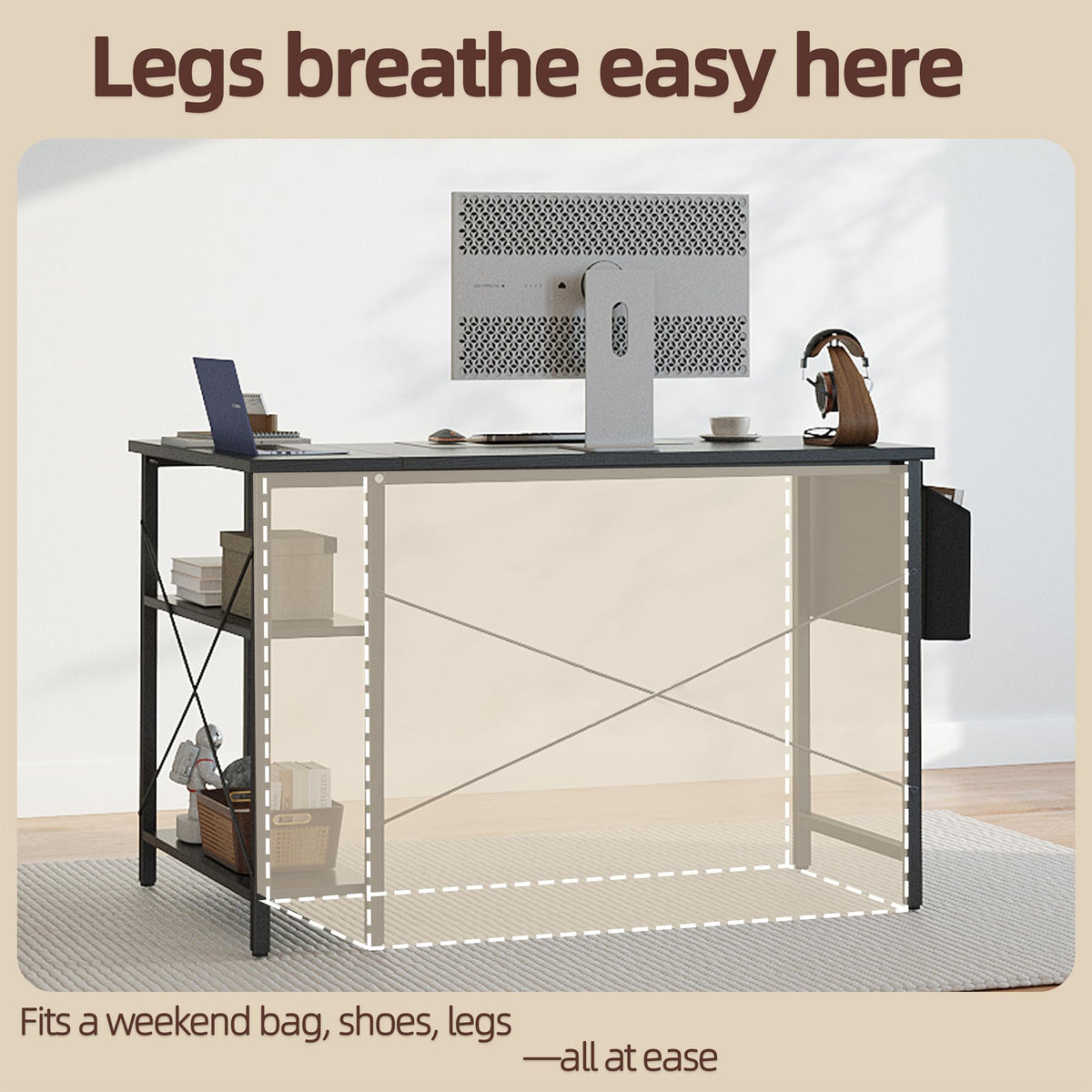 40 inch L Shaped Computer Desk with Power Outlets H43673