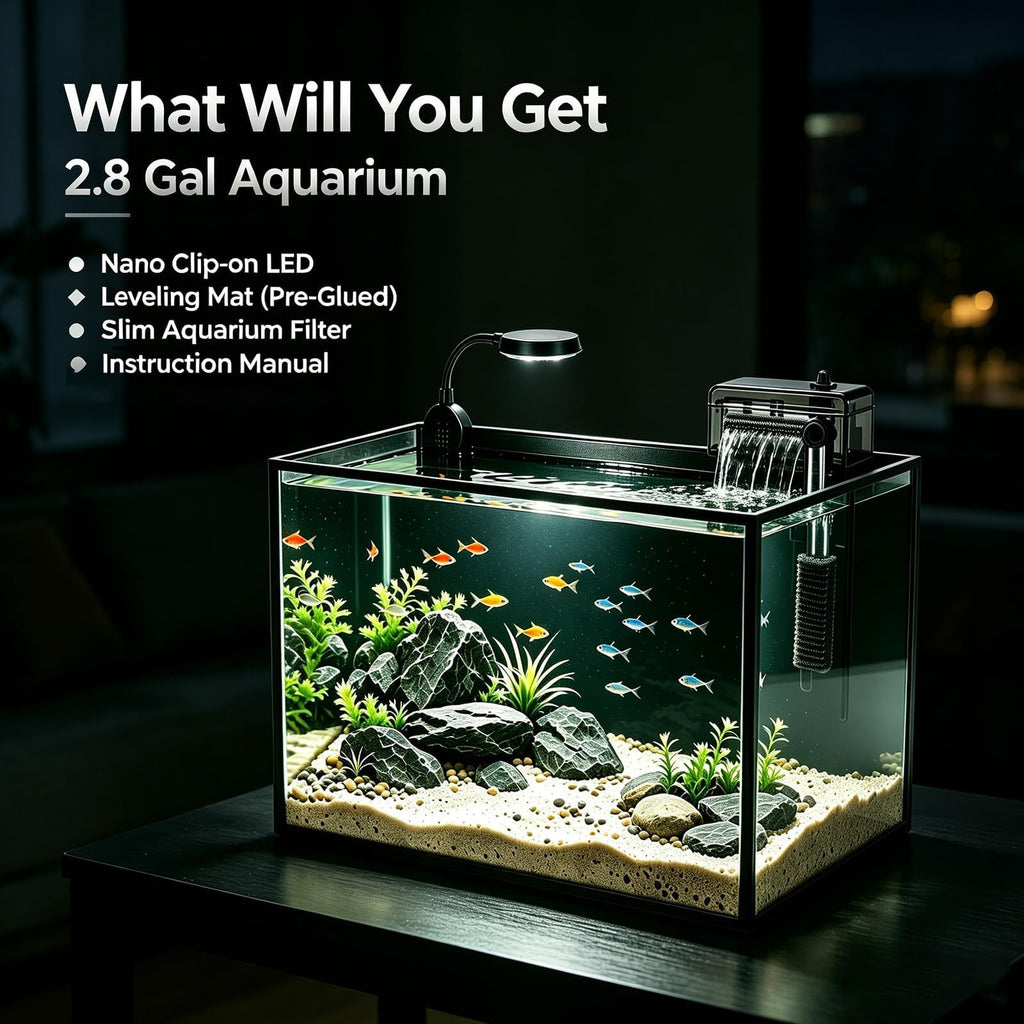 2.8 Gallon Aquarium Starter Kit with LED and Filter Pump H4411