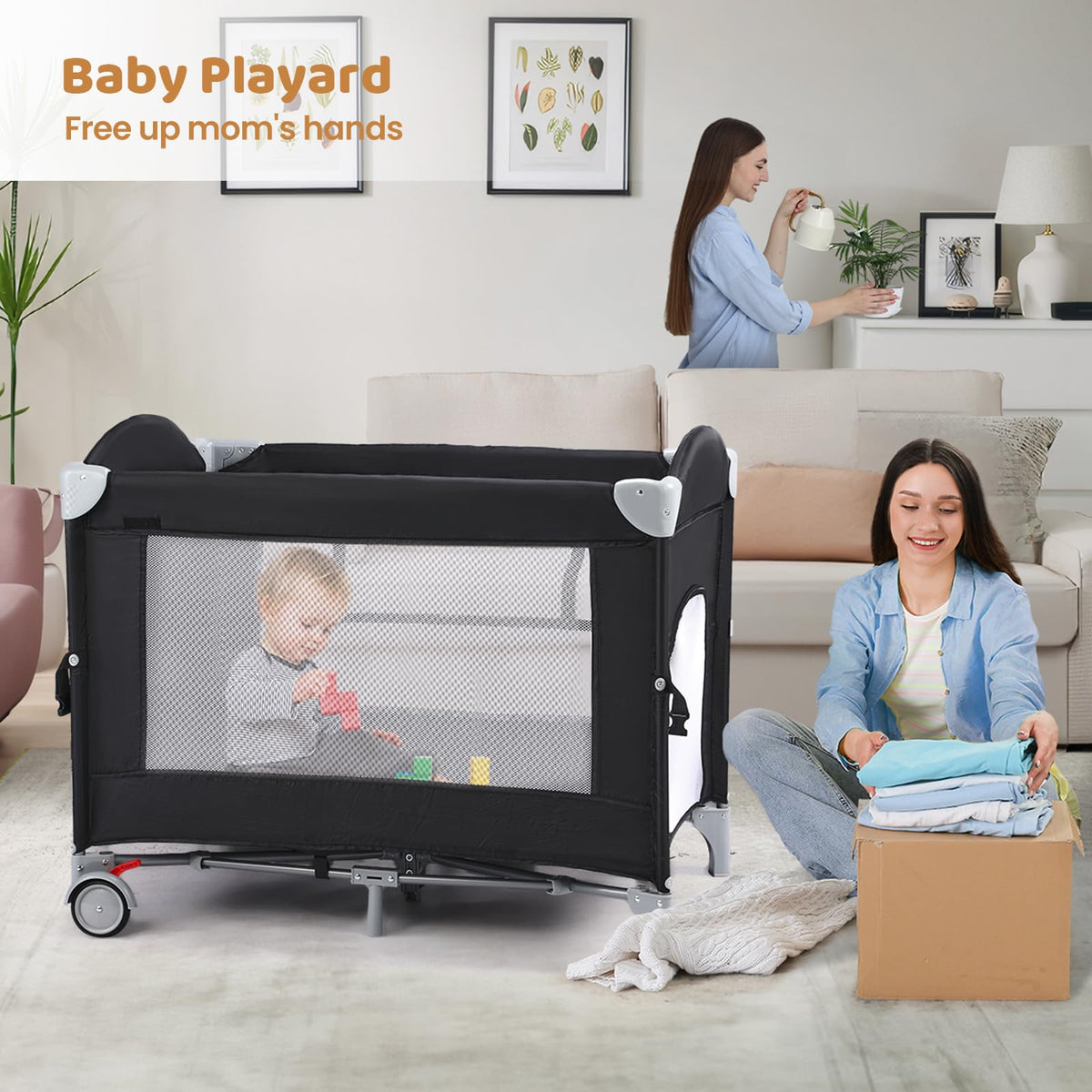 5-in-1 Pack and Play with Bassinet and Changing Table P4129