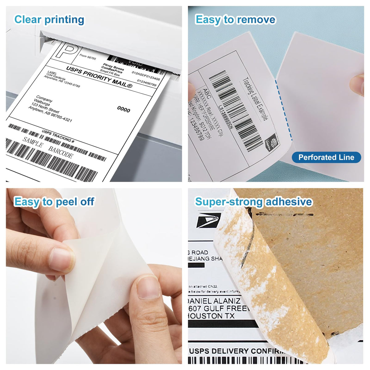 4 x 6 White Perforated Direct Thermal Labels, 1000 per Stack I849
