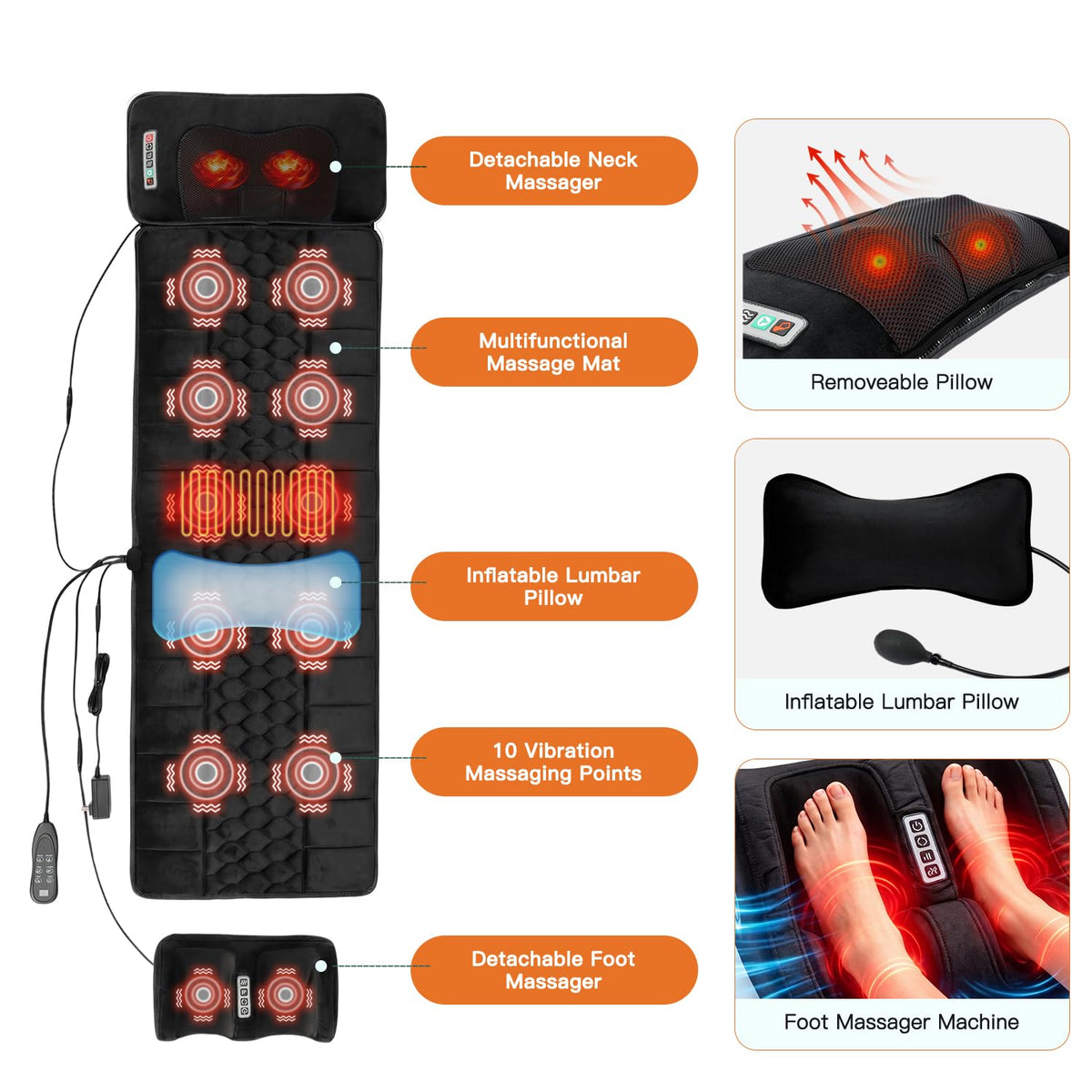 Full Body Massage Mat with Heat D80296