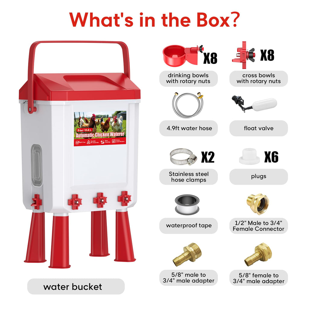 Automatic Chicken Waterer 3 Gallons with Float Valve C694