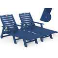 Set of 2 Outdoor Chaise Lounge Chairs with Wheels & Cup Holder K649
