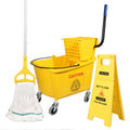 35Qt. Side-Press Mop Bucket and Wringer Combo on Wheels, Yellow K661804