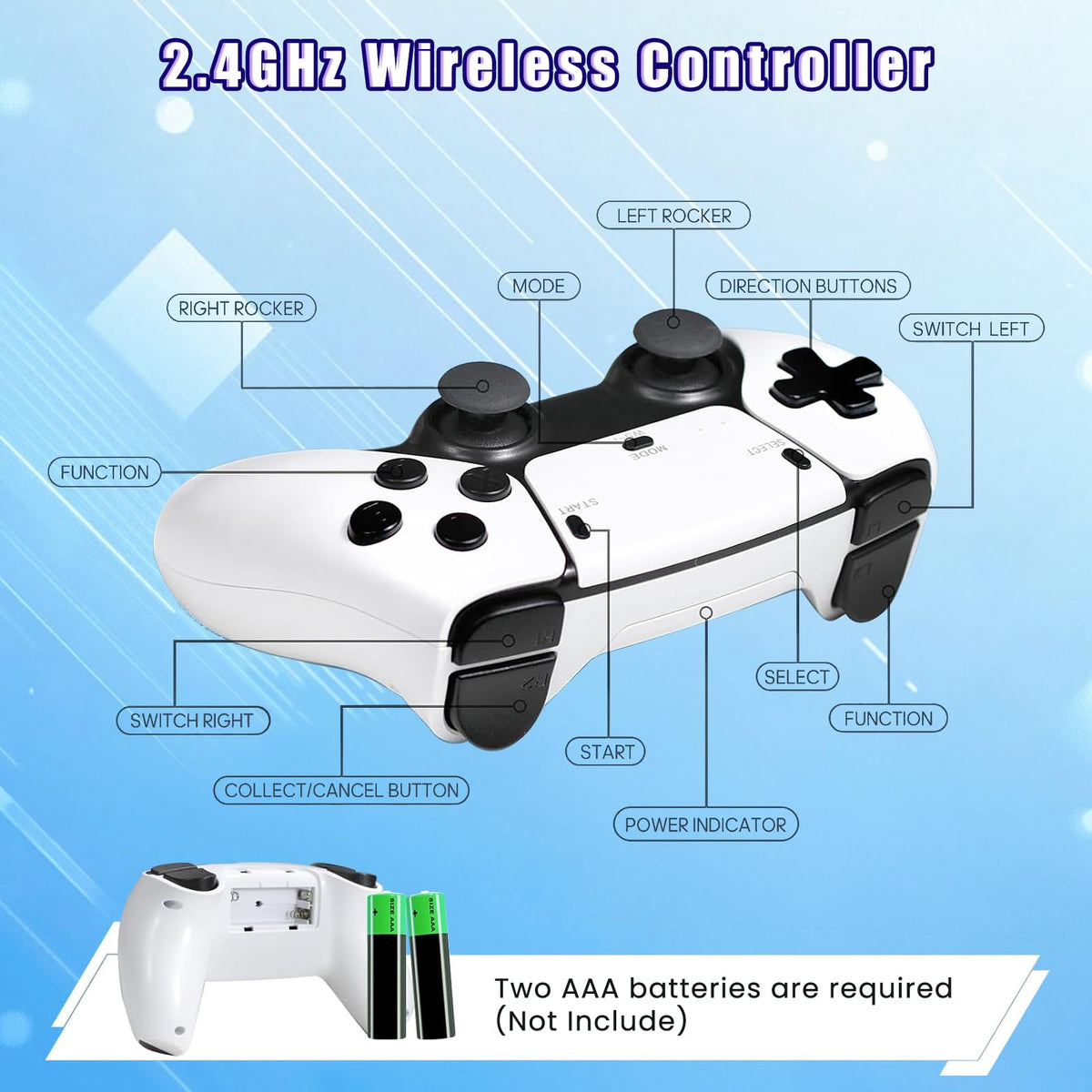 Wireless Retro Gaming Console Game Stick with 4K HDMI Output and 2 Wireless Controllers V7362