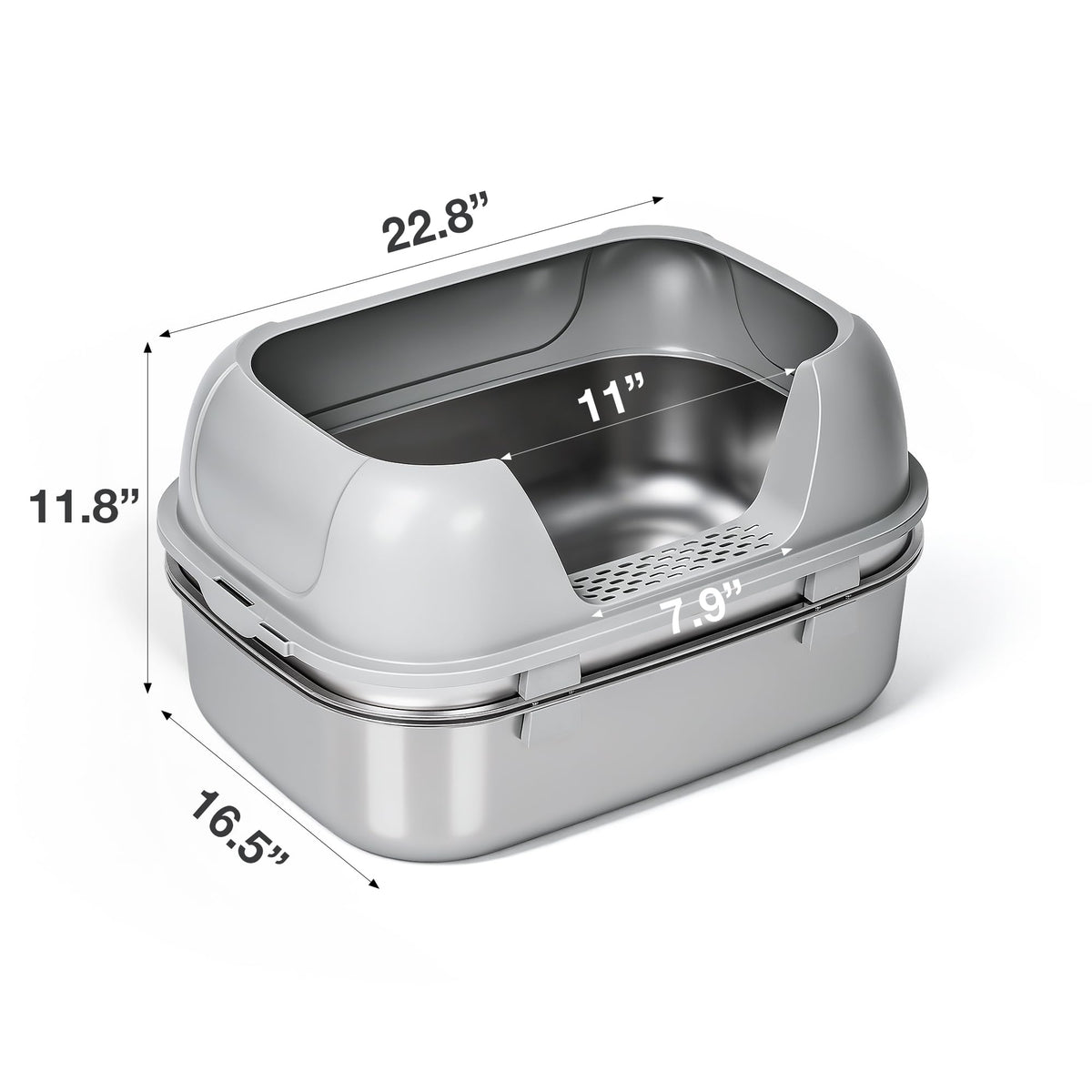 Stainless Steel Sifting Cat Litter Box H3807