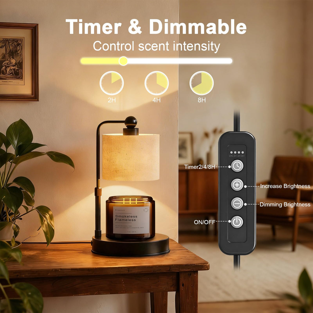 Black Dimmable Candle Warmer Lamp with Timer C5053