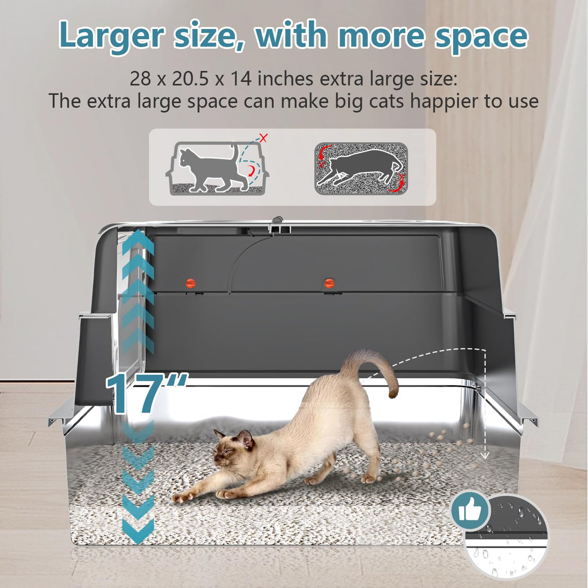 XXXL Stainless Steel Covered Litter Box L3077