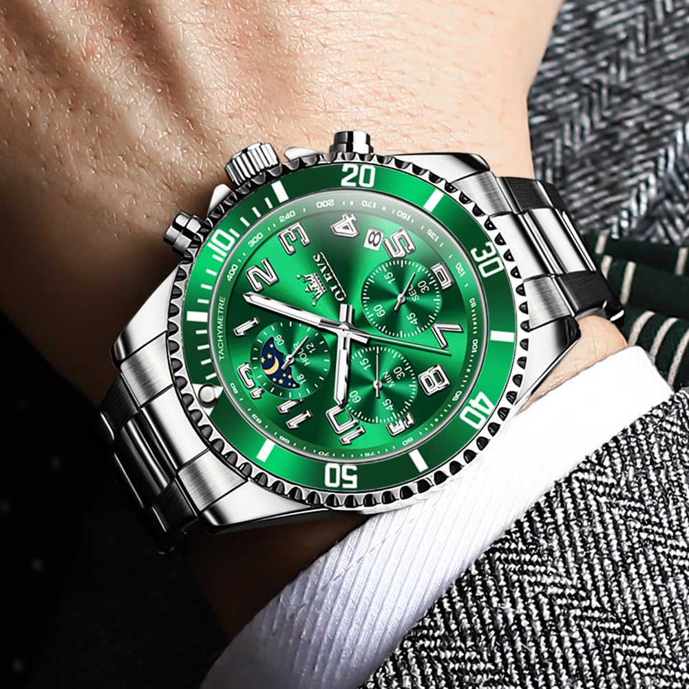 Men Luxury Chronograph Stainless Steel Waterproof Quartz Analog Watch R864